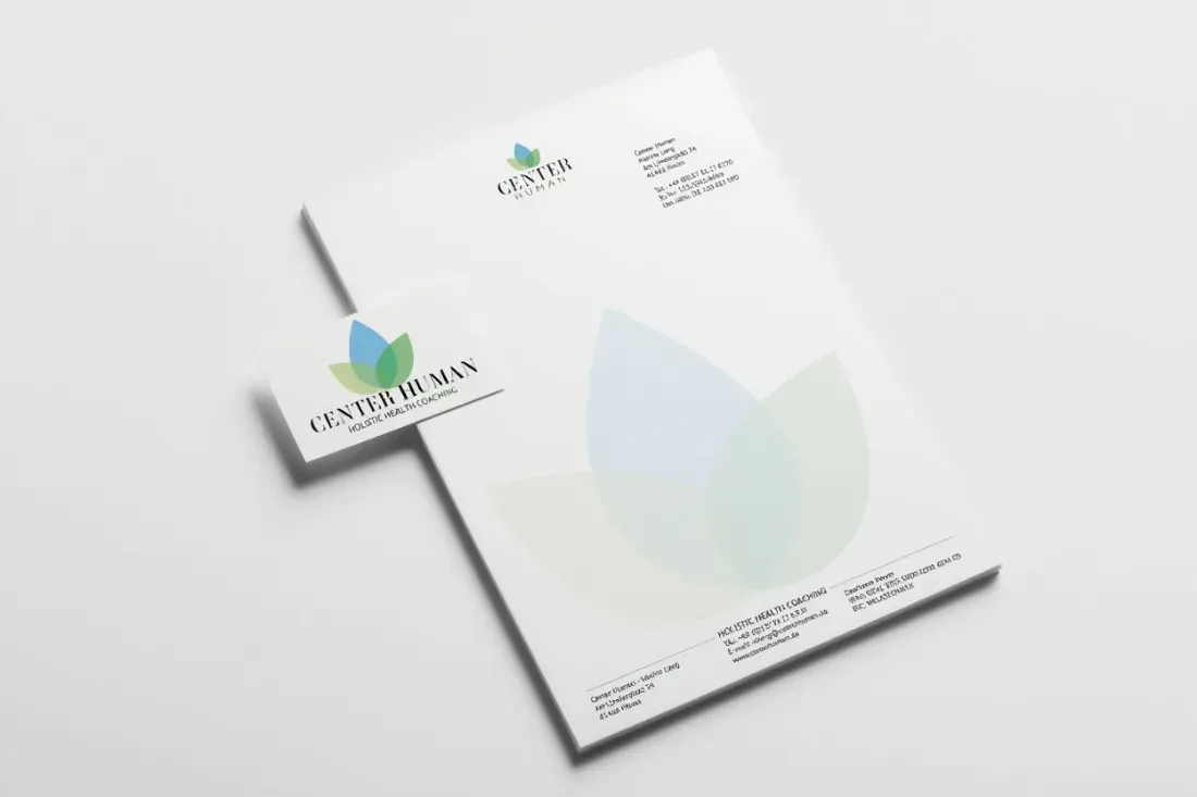 Center Human Briefpapier und Visitenkarte