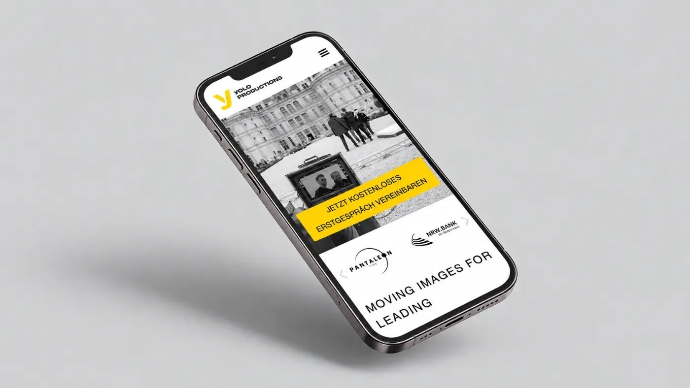 Webdesign: WordPress-Relaunch für yolo.productions auf dem Smartphone