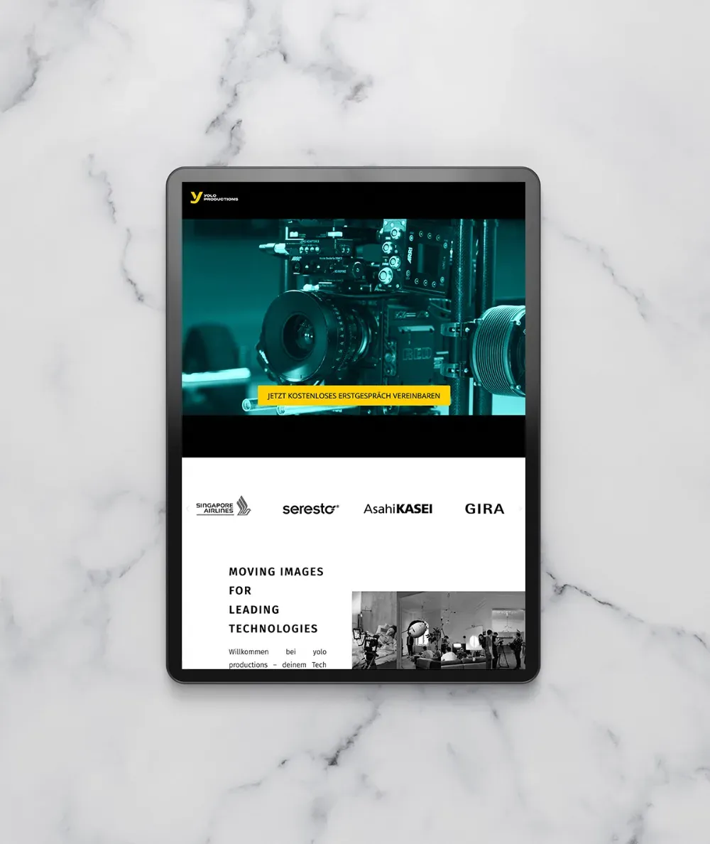 yolo.productions Relaunch auf dem Tablet