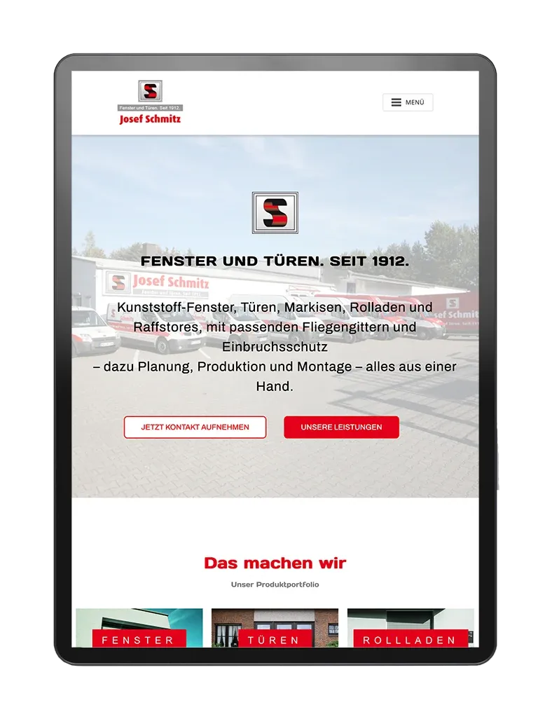 fenster-josef-schmitz.de Relaunch auf dem Tablet